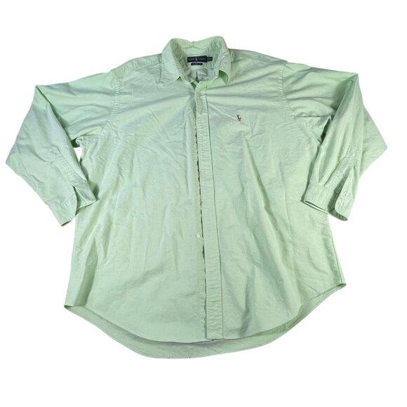 Ralph Lauren Green Button Up Shirt Men's XXL Classic Fit Horse Logo Long Sleeve - Picture 1 of 8